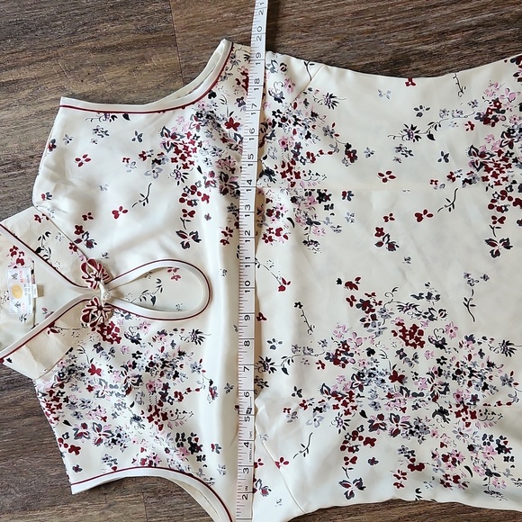 Jin Hon Asian Floral Sleeveless Silk Dress White and Red Xxl - Picture 6 of 8